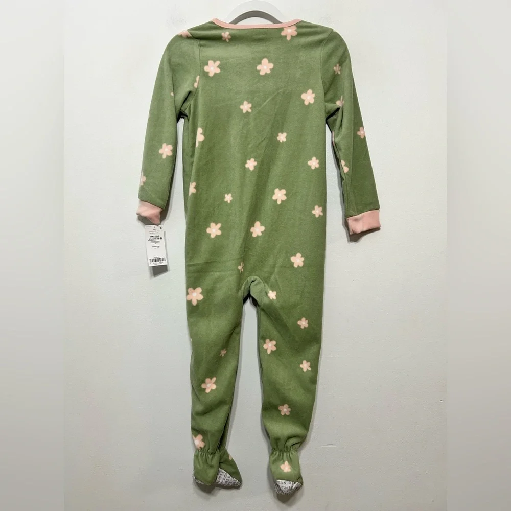 New! Carters Set of 2 Zip Up Footed Sleeper Pajamas Little Girls Size 4T
